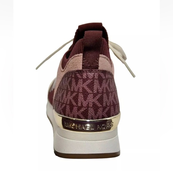 New Michael Kors Jenkins Knit Trainer Soft Stretch Sneakers Dark Cherry - Picture 4 of 6